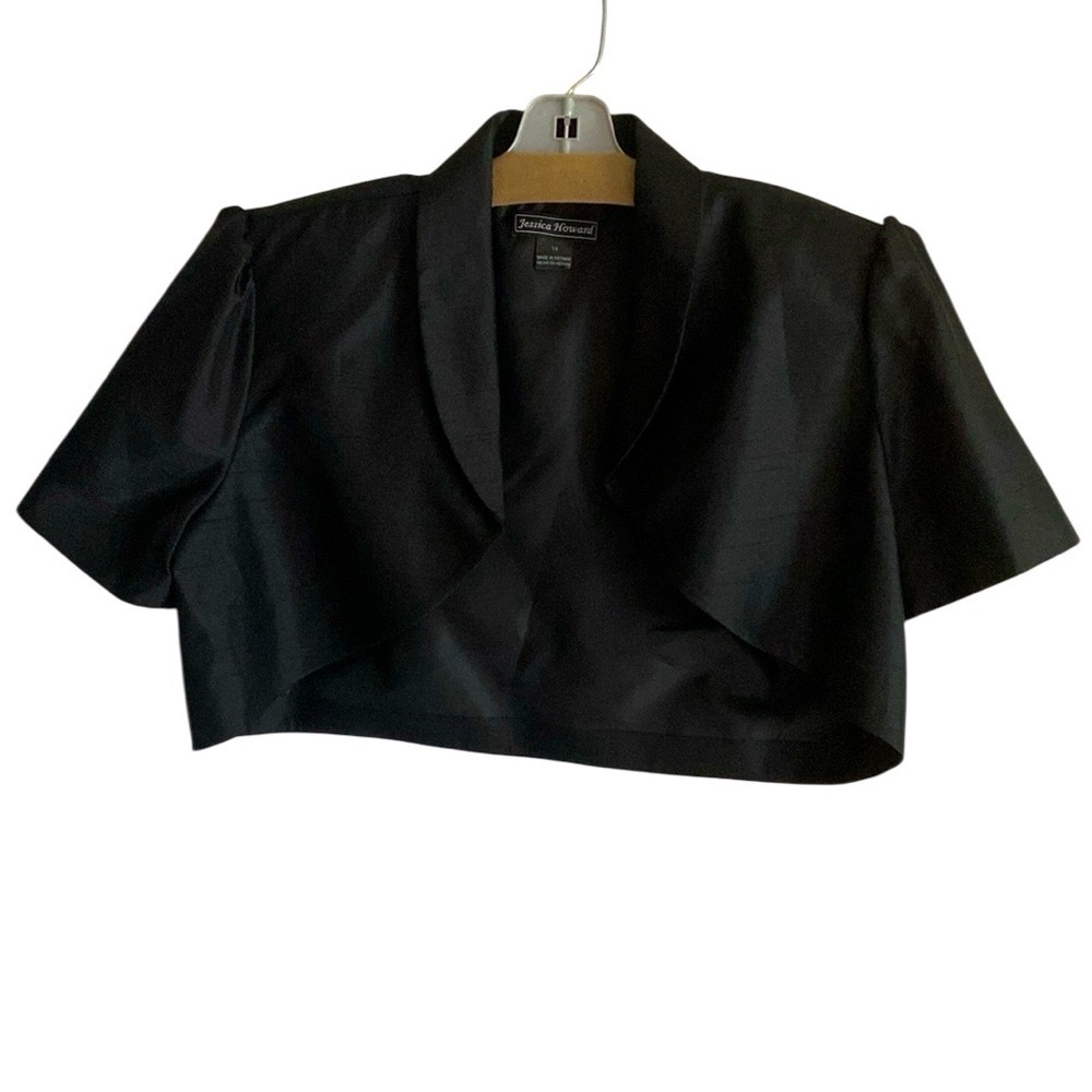 Jessica Howard Women’s Classic Black Bolero Short Sleeve Jacket Plus Size 14